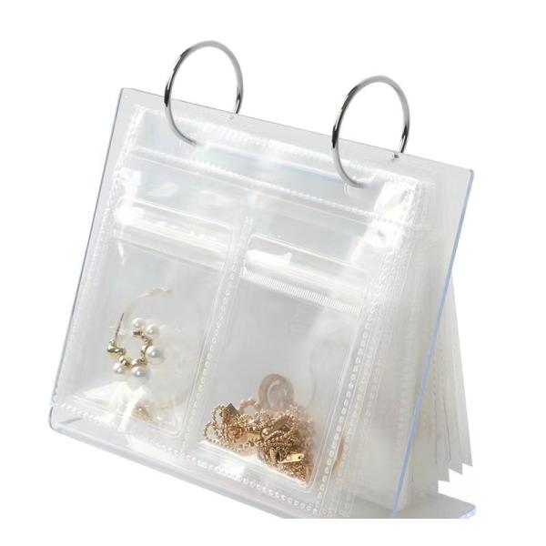 Biodegradable Anti-Oxidation Jewelry Storage Box Earring Earring Necklace Box Table-Mounted Earring Ring Transparent Storage Bag Artifact