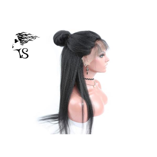 Kinky Straight Full Lace Remy Human Hair Wigs , 130% Density Virgin Hair Full Lace Wigs
