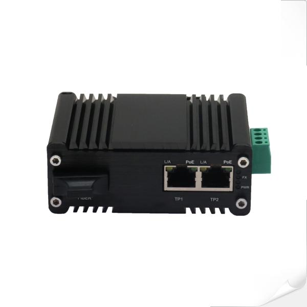 Industrial 2 Port PoE Media Converter Durable Design and Easy Mounting on DIN Rail or Distribution Boxe
