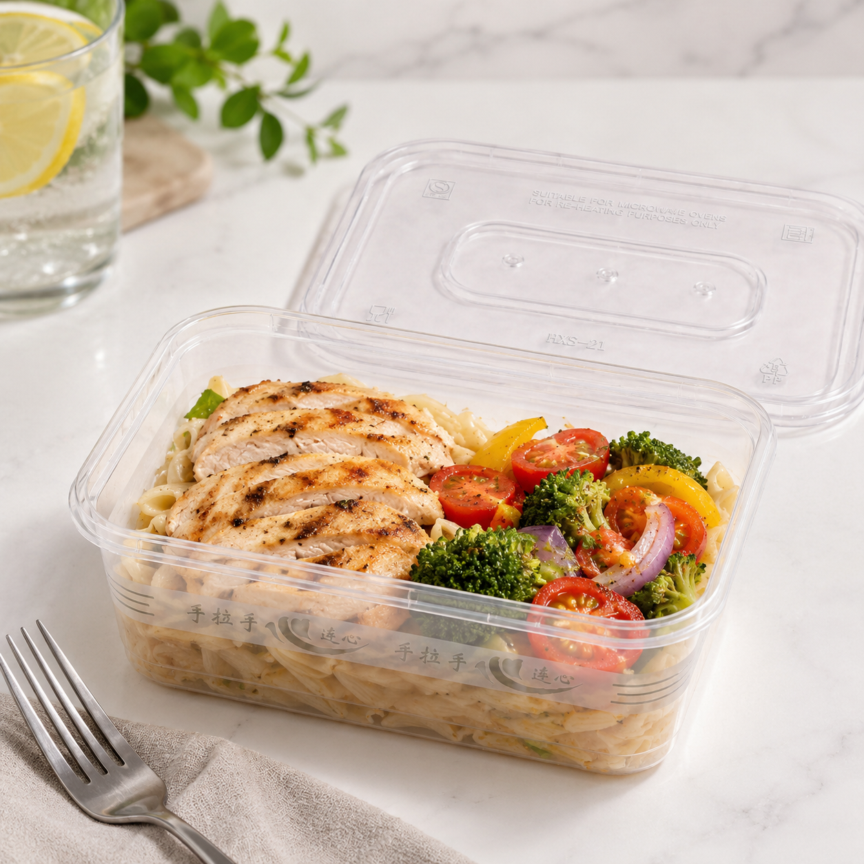 1000ml PP Food Containers Deep Square Catering Box Lidded for Large Meals