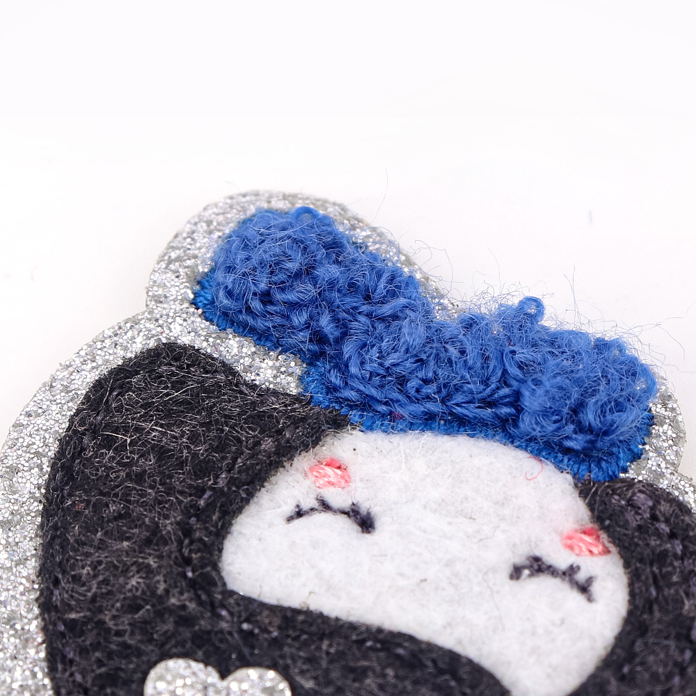 Glitter Glitter Powder Edge Patch Chenille Rabbit Sleeping Girl Patch Cute Patch for Baby Clothes
