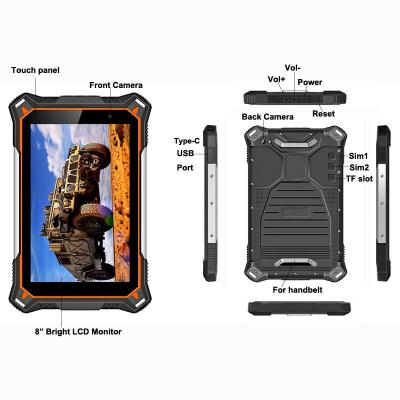 IP68 Android Rugged Tablet PC 8 Inch MTK6762 Octa-Core 5M 13M Cameras 10000mah Battery