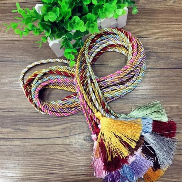 Delicate fluorescent multicolored fringe tassel trimming for graduation cap decoration