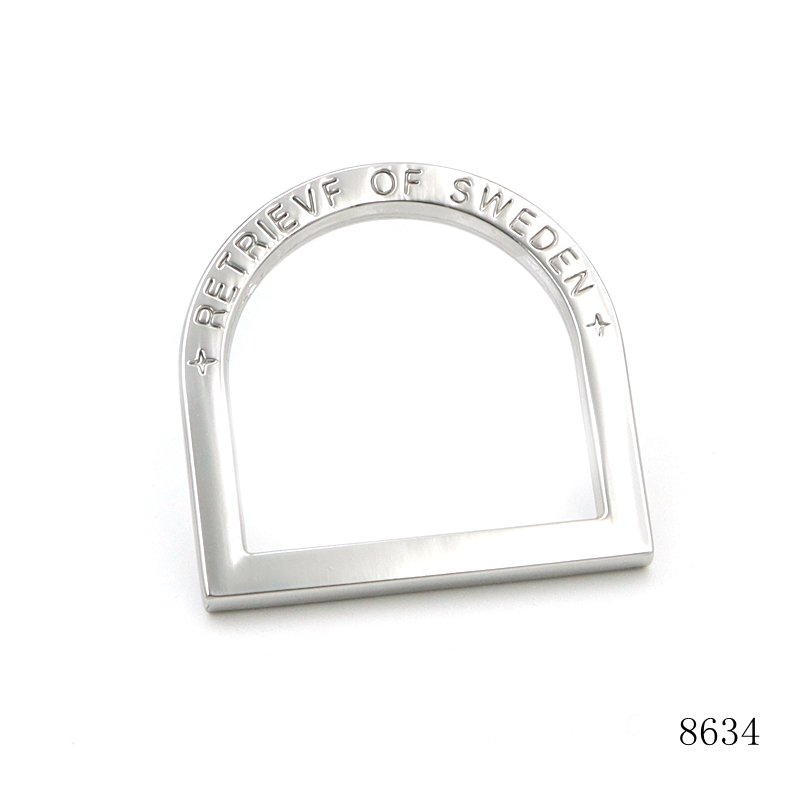 Chrome Plated Metal D Ring Custom Engraved Metal D Buckle For Leather Bags