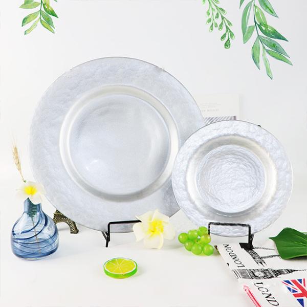 High Quality Gold Spraying Glass Charger Plate for Dinnerware
