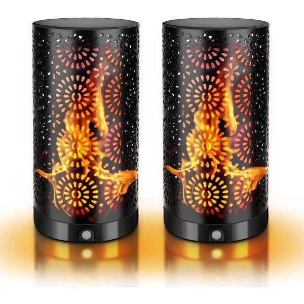 Outdoor 2Pcs 72mm×H140mm Led Flickering Flame Lantern USB Rechargeable