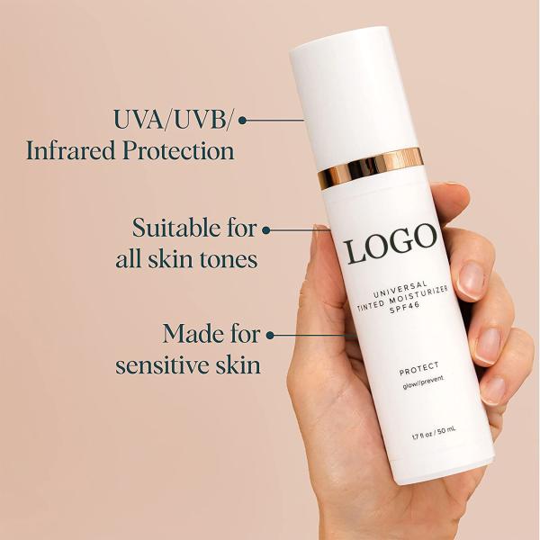 Private Label 50ML Face and Body Makeup Sunscreen Universal Tinted Moisturizer SPF 46 Sunscreen Lotion