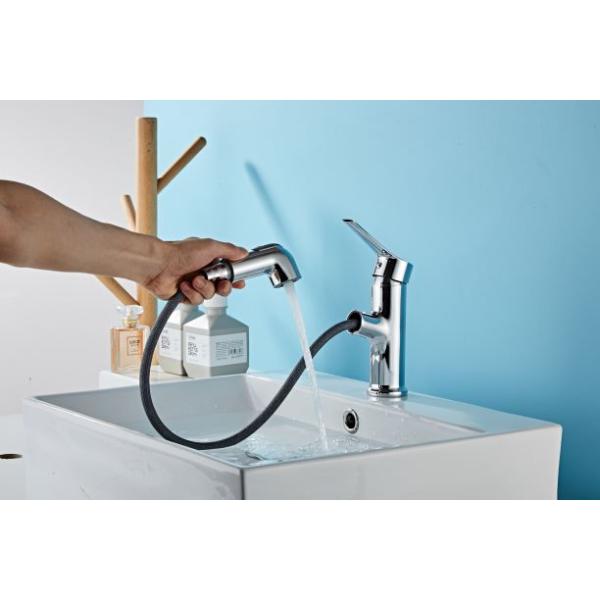 Single Hole Silver electroplate above Counter Copper Pull Faucet