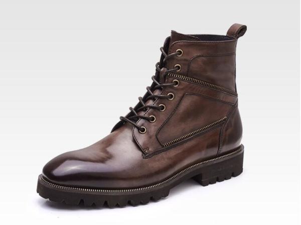 Calçados casuais superiores altos brancos dos homens respiráveis das botas de couro dos homens do tipo do outono