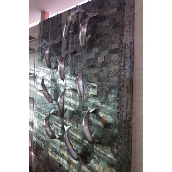 Matte Surface Dolphin Stainless Steel Art Sculptures 5.9 Ft