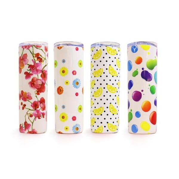 20oz Skinny Straight Blank Sublimation Tumblers With Lid Straw