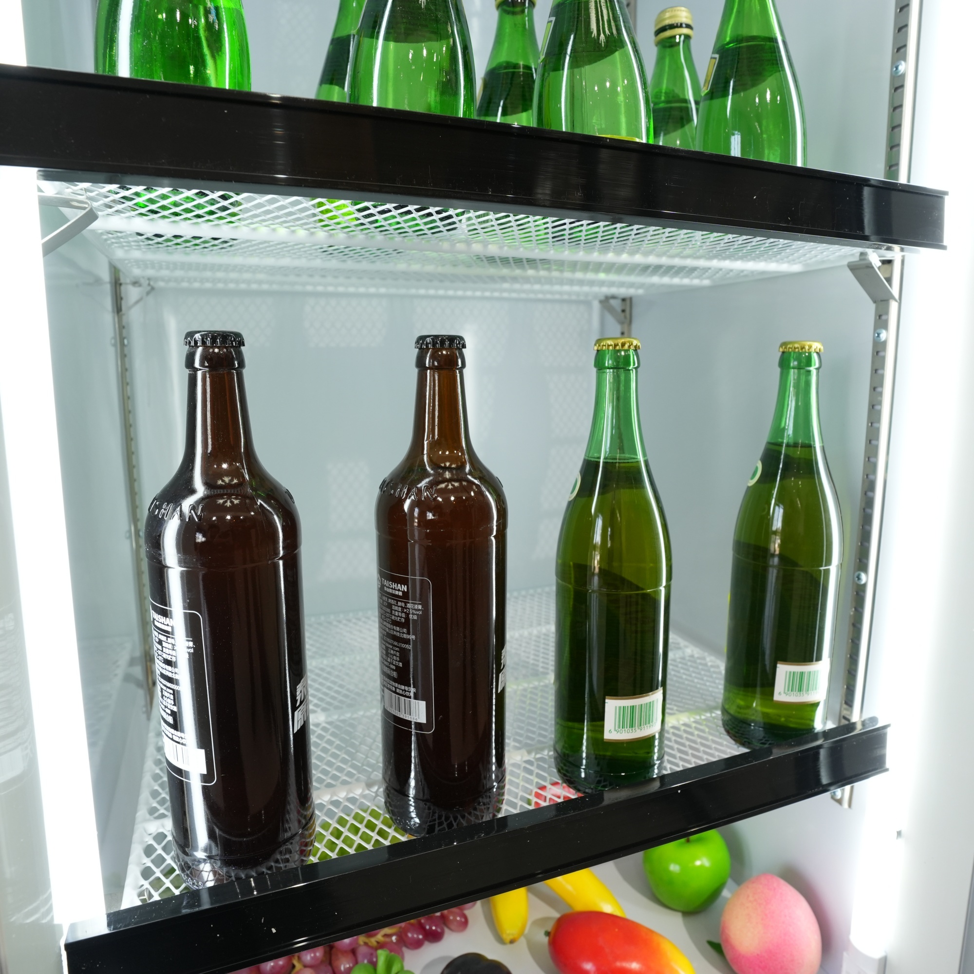 330L Vertical Display Refrigerator with Static Cooling System and Swing Glass Door