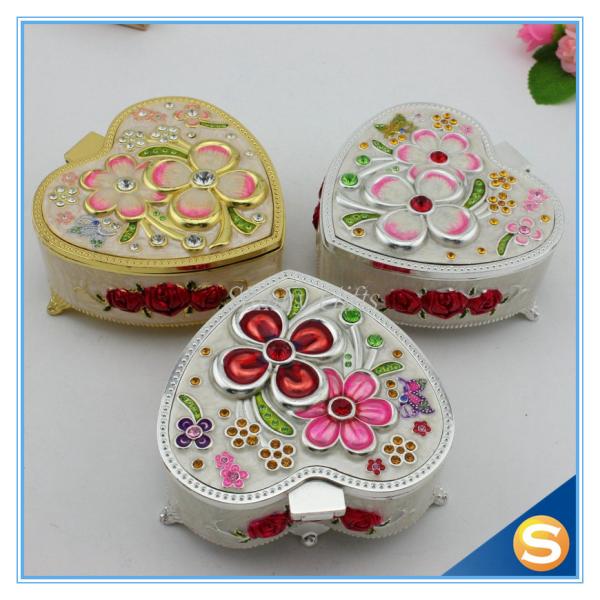 Hand Oil Printed Metal Storage Box for Jewelry with Beautiful Flowers