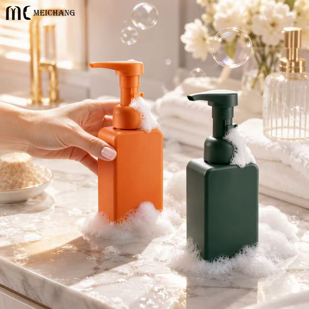500ml / 600ml Refillable Square PET Foaming Pump Bottle, with a 1.5cc foaming dispenser(MC-1806)