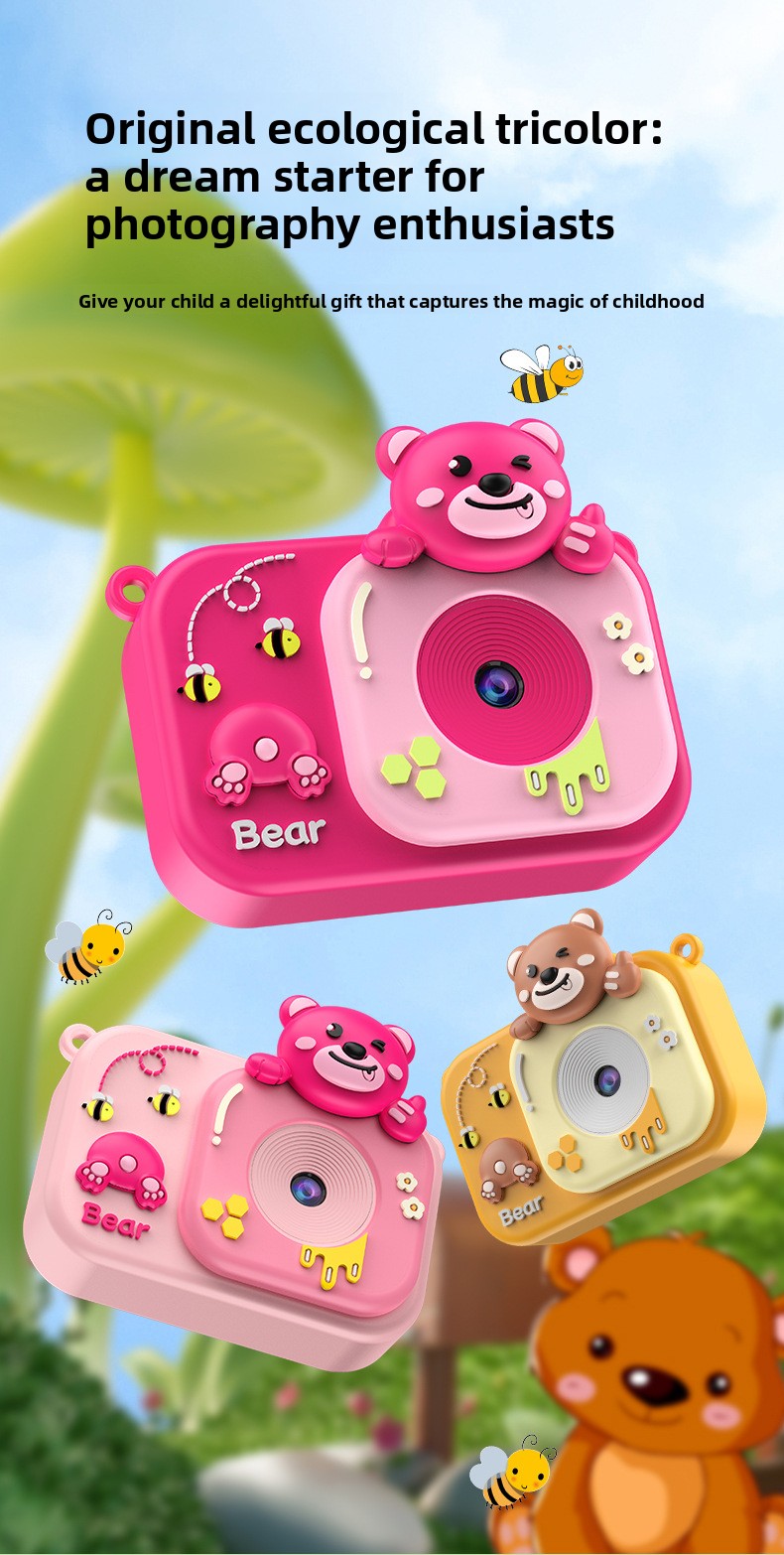 Children's Mini Camera 2-Inch Screen ABS Material Can Take Photos & Videos Play Games HD Children's Toy Cartoon Gift