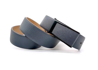 Prong Buckle 3.5CM Split Mens Casual Leather Belt Navy Beige