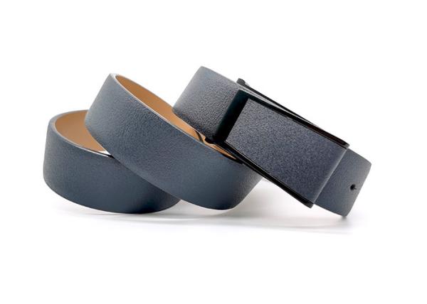 Prong Buckle 3.5CM Split Mens Casual Leather Belt Navy Beige