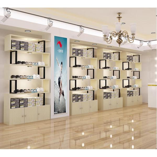 Delicate Wooden Retail Display Shelves Fast Assembled Shoes / Bags Shop Rack