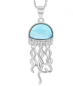 S925 Sterling Silver Larimar Stone Pendant Necklace Starfish Necklace for Women