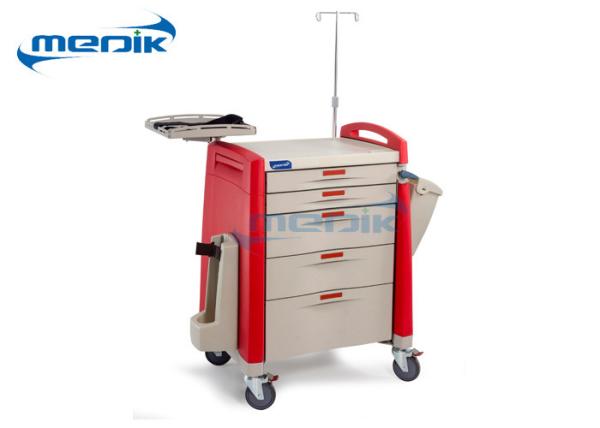 Carro médico do impacto do trole do tratamento da emergência do ABS com o suporte do cilindro de oxigênio