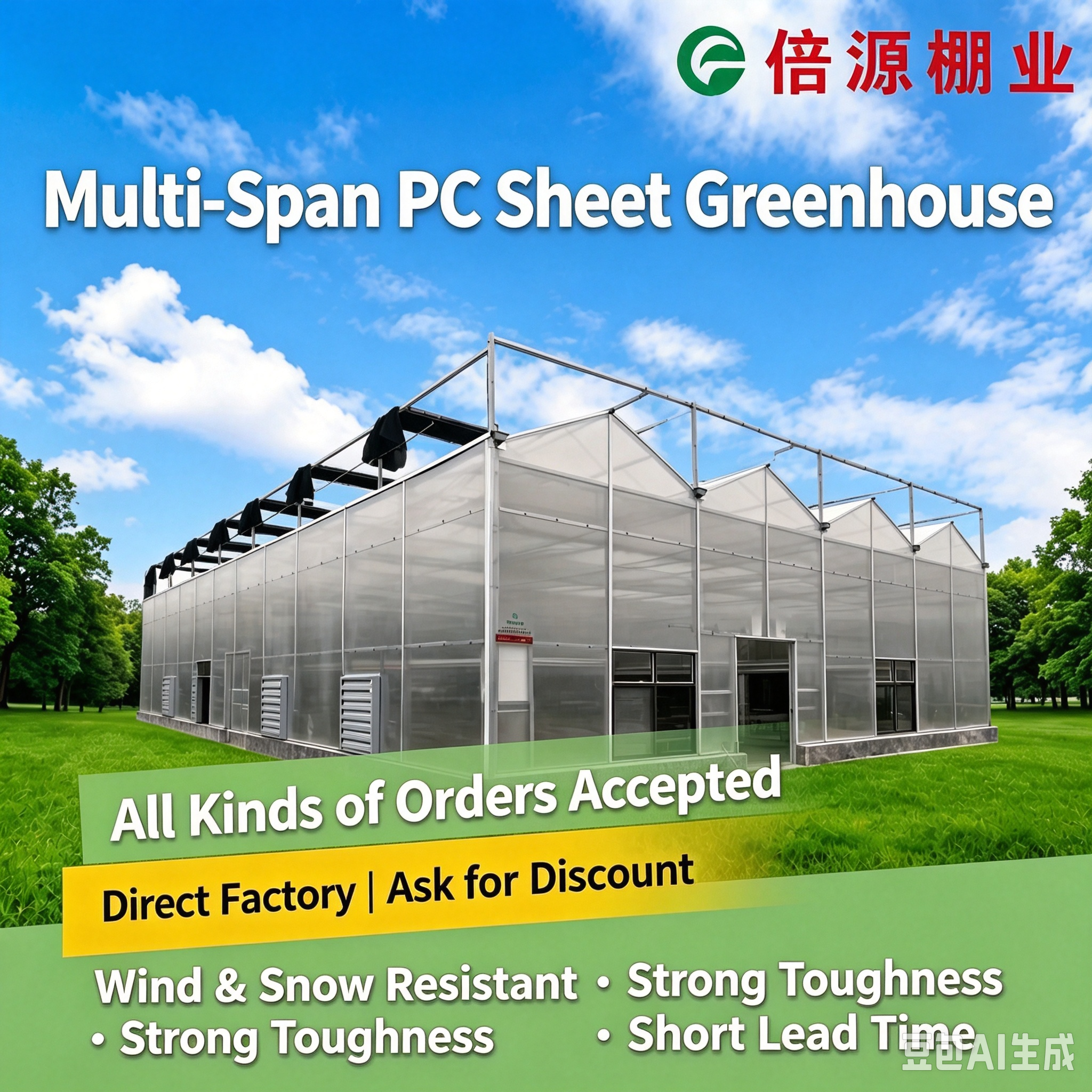 PC Sheet Multi‑Span Greenhouse