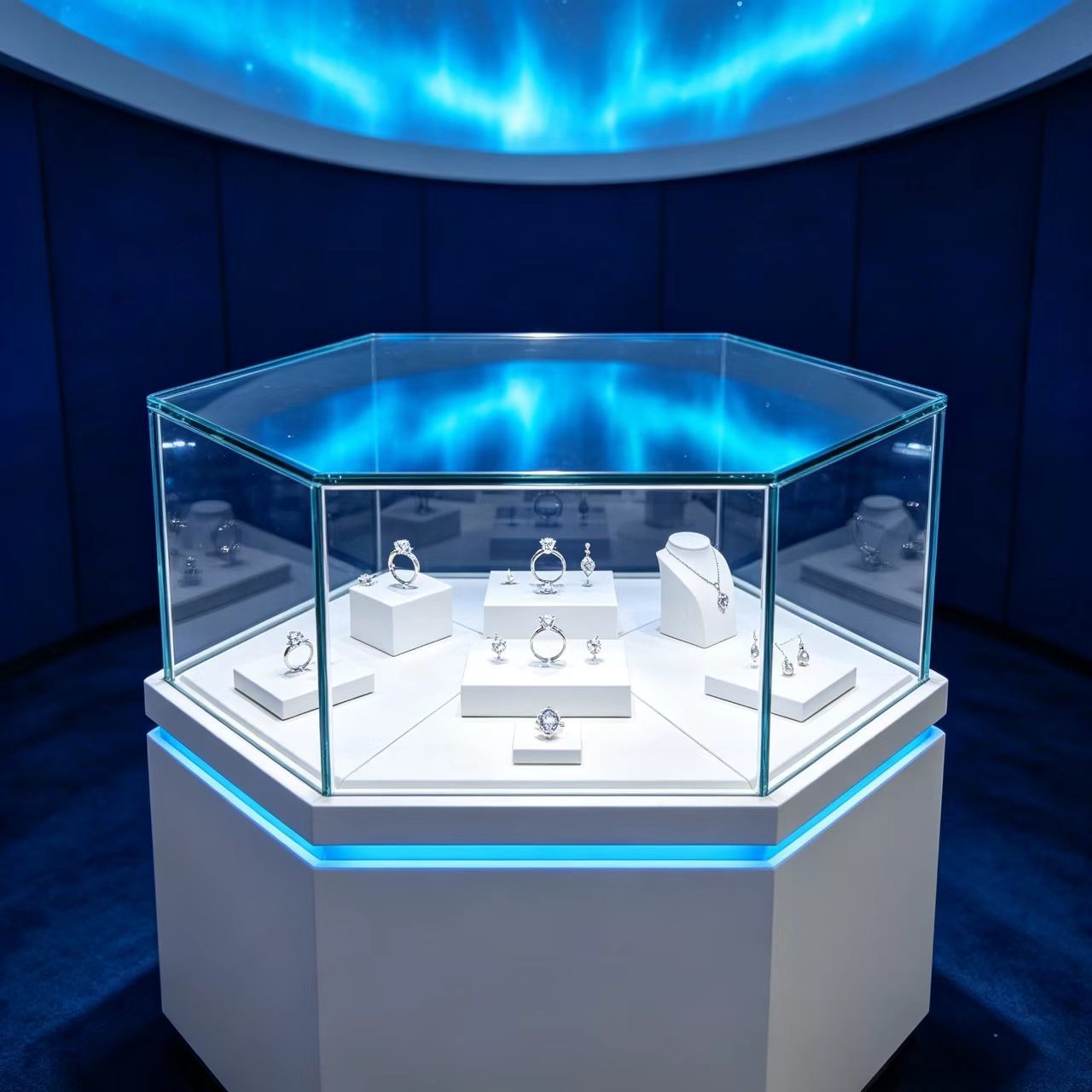 Lockable Upright Display Case with Adjustable Glass Shelves and Ventilated Back Panel Free Standing Display Cabinet