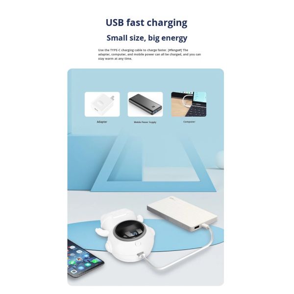 USB Rechargeable Hand Warmer with Digital Display and Overheat Protection for Household Use