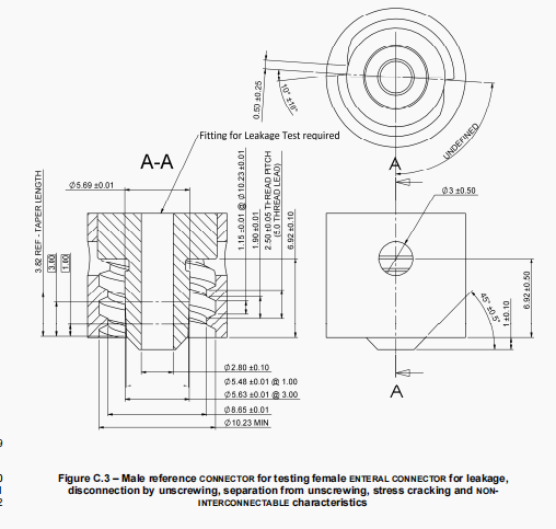 ISO 80369-3 Male Luer Gauge for Female Enteral Connector Testing