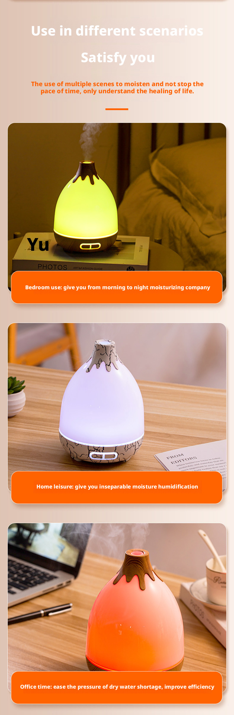 Diffuser Machine Premium Ultrasonic Volcano Aromatherapy Diffuser LED Air Purifying Fragrance Sprayer