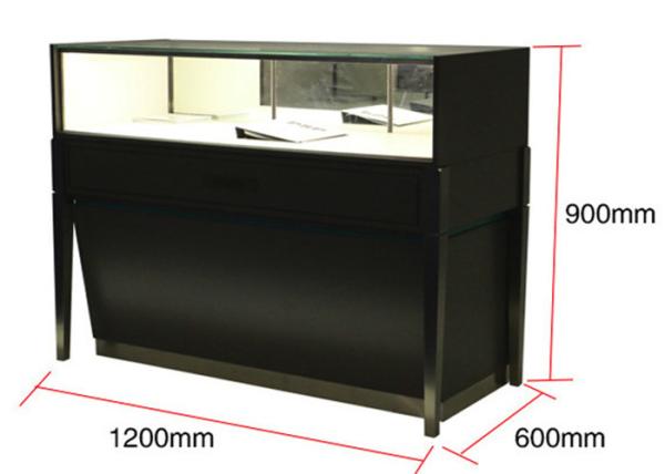 Brush Stainless Steel Retail Glass Display Cabinets , Matte Black Jewelry Display Cases