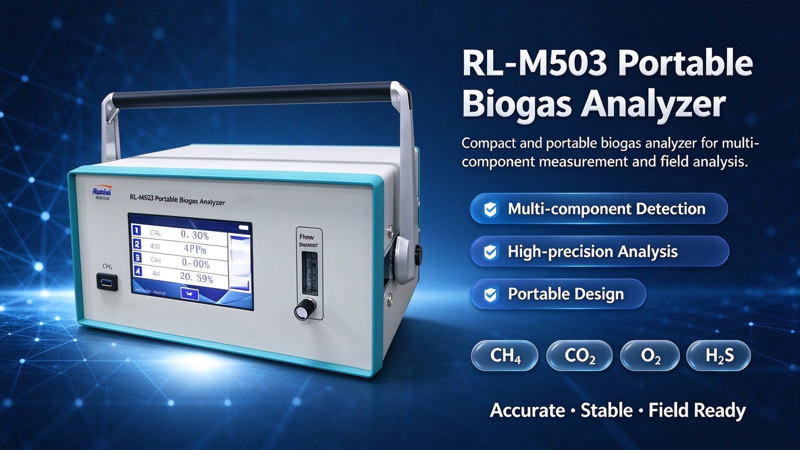 Metal Portable Calorific Value Analyzer CO2 CH4 H2S O2 Methane Multi Gas Analyzer