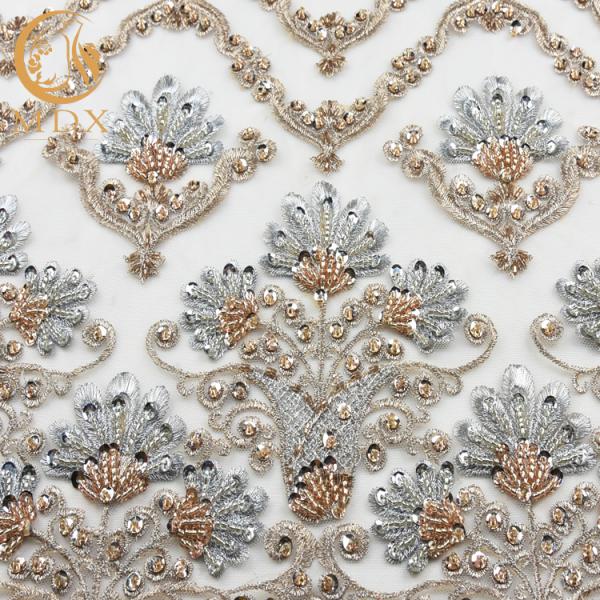 Стиль современной Handmade ткани шнурка африканский вышивка 1 двора длины вышитая бисером