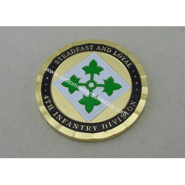 4Th Infantry Division Custom Made Coins Brass Army Coin 2.0 Inch With Gold