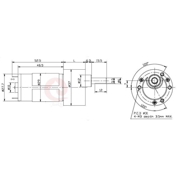 Мотор DC мотора 12V/24V 6000rpm DC шестерни шпоры высокой эффективности JQM-37RS 395 37mm с коробкой передач