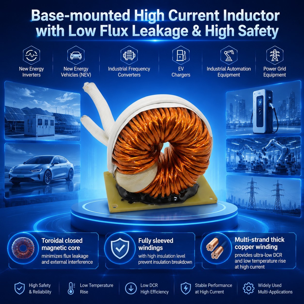 10uH High Current Toroidal PFC Inductor Choke Coil For High Power Inverter UPS