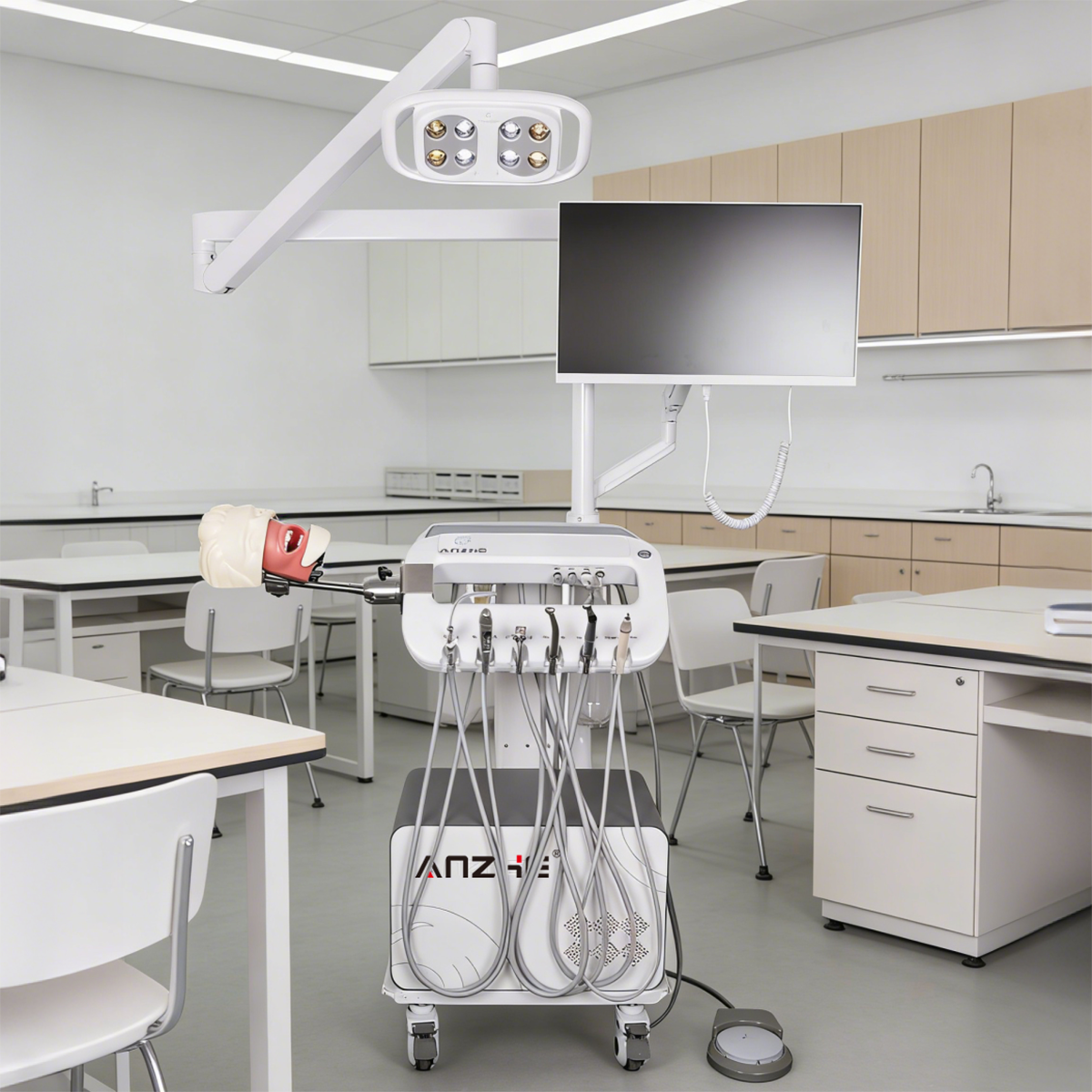 550W Dental Training Simulator with Phantom Head and 0.8Mpa Air Compressor for 220V/50Hz Dental Schools