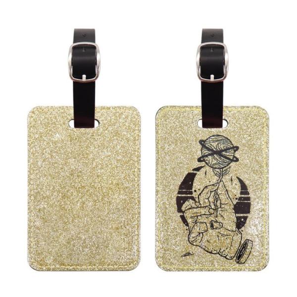 Double Sided Sparkle Custom Leather Luggage Tags For Sublimation Printing
