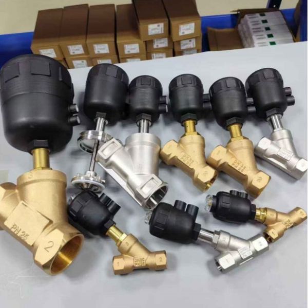 High Temperature Brass Pneumatic Angle Seat Valve Y Type Pneumatic Angle Valve for Textile Food Sterilization Equipment