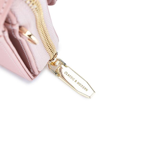 Polyester Lining Female Crossbody Bag 7cm 20cm Pink Leather Sling Bag