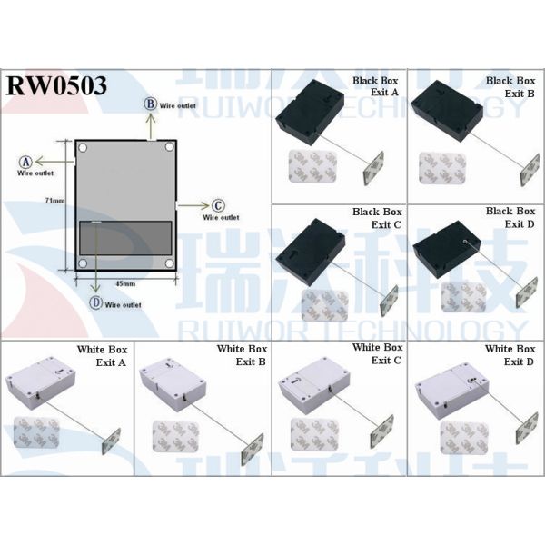 RW0503 Cuboid Anti Theft Pull Box With 35X22mm Rectangular Adhesive Metal Plate For Mobile Phones Retail Security Display