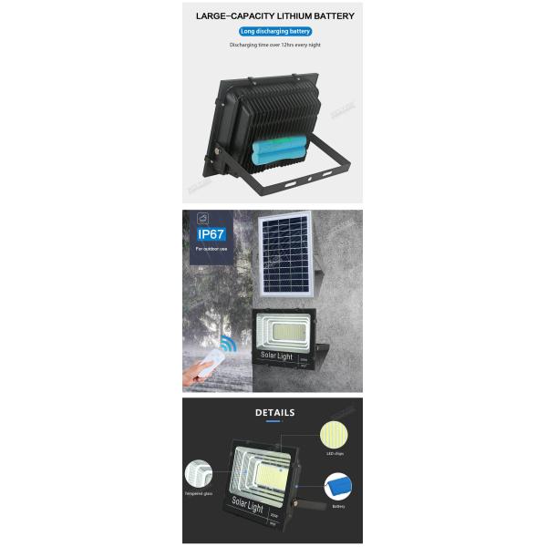 200W Solar Panel Flood Light LED Solar Flood Light for Outdoor Waterproof and Durable