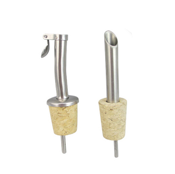 Popular wholesale Stainless Steel Pourer with Cork for Ceramic/Olive Oil bottle