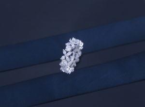 Crystal Flower Cubic Zirconia CZ Eternity Band Sterling Silver ODM