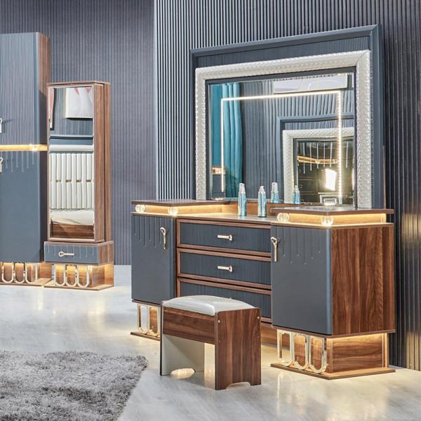 High Quality Modern Wooden King Size Double Bed Set Leather Headboard Wood Luxury Home Furniture Bedroom Sets