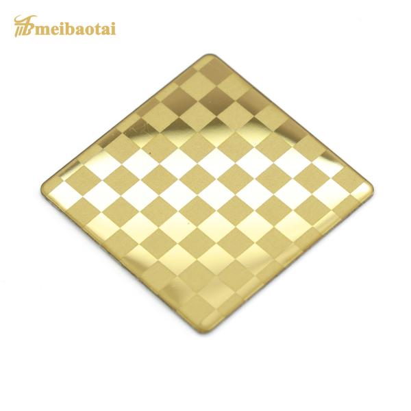 Pvd Golden Polish Etched Stainless Steel Sheet With Novancel Film