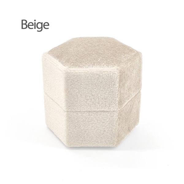 G96 Beige Velvet Hexagon Ring Box Elegant Jewelry Organizer for Gifts