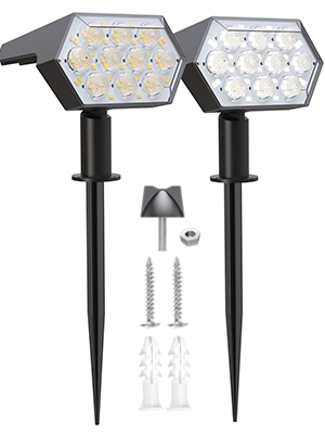 Solar Landscape Spotlights 92 LEDs,IP65 Waterproof 2-in-1 Wireless Outdoor Solar Powered Wall Lights