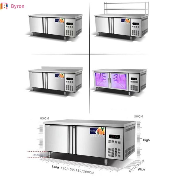 Pull Open Workbench Freezer 2 Door Automatic Defrost Adjustable Shelves