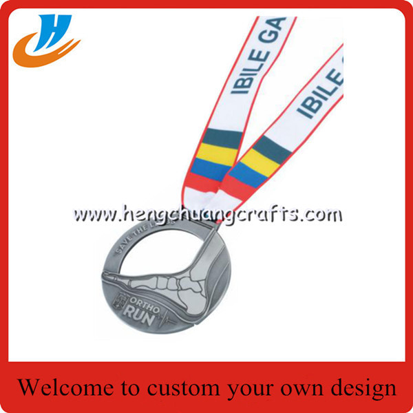 Gold enent race metal medals with ribbon, OEM medals for team
