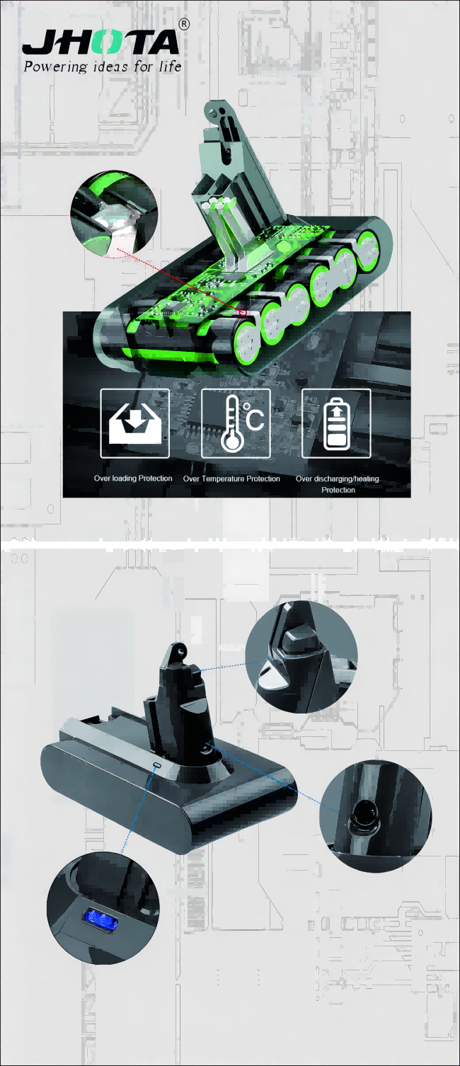 Батарея вакуума батареи иона OEM 21.6V 3Ah Li бесшнуровая для Dysons V6